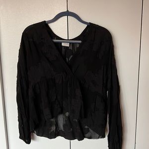 Black Lace/ See through flowy Aritzia Top M sheer